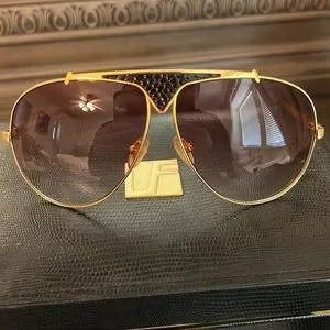 Linda Farrow Lux python and gold shield sunglasses with box, case, cards, cloth 620592_1716383687012.jpg main image 3